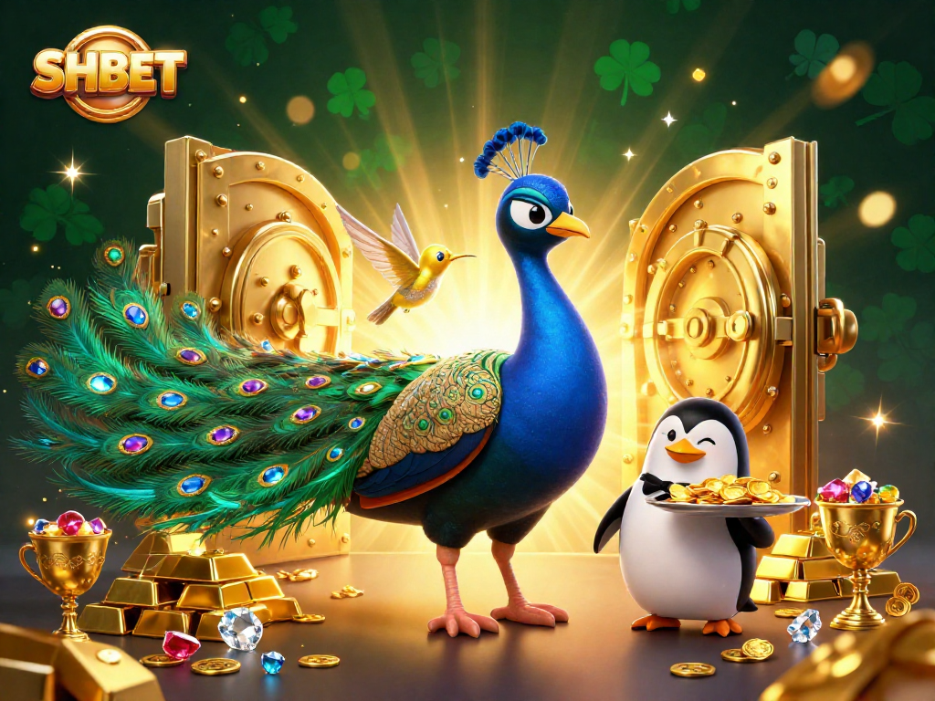 Bet on SHBET's thrilling casino winnings with vibrant 3D characters and golden treasures